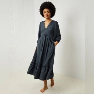 UpWest Gray Tiered Sundress with Bishop Sleeves